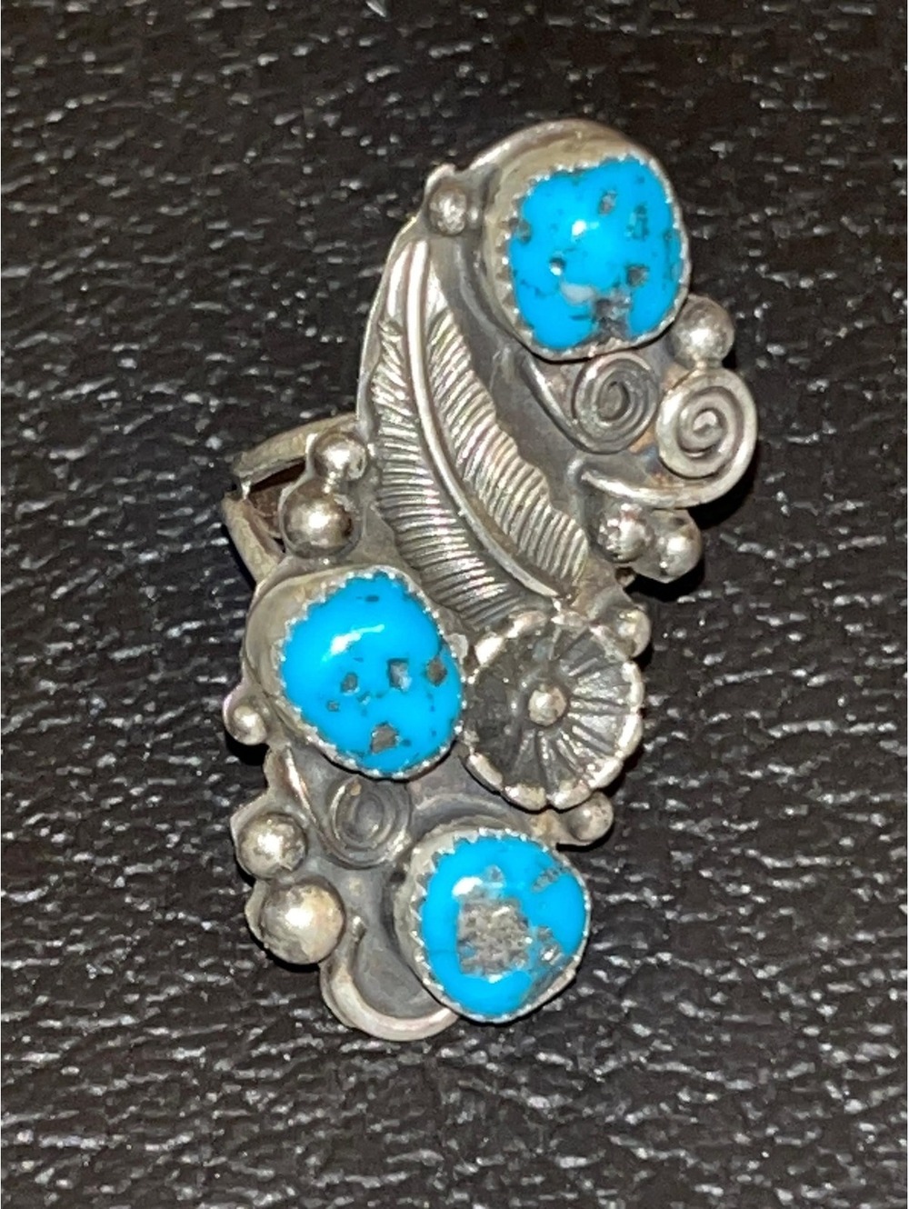 Navajo handmade turquoise sterling silver ring size 9
